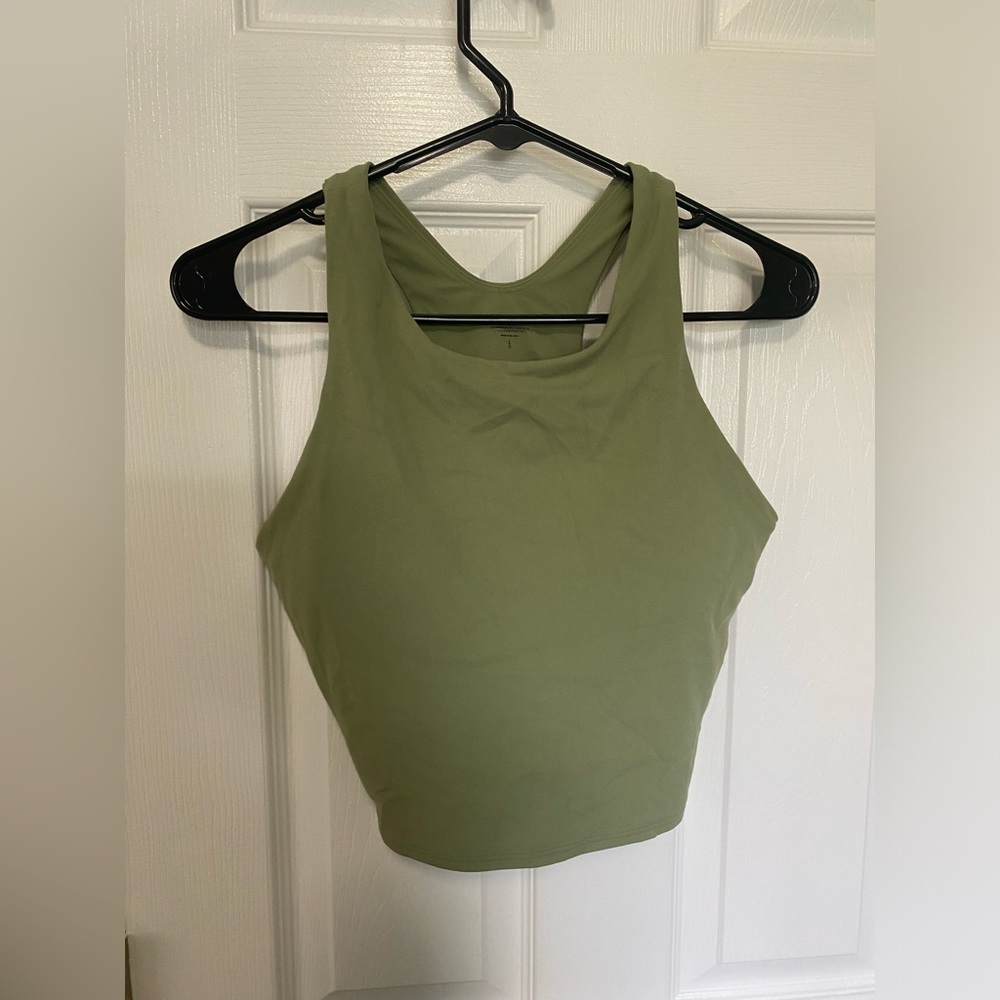 Athleta Olive Green High-Neck Sports Bra